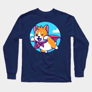 Cute Cat With Fish Cartoon Long Sleeve T-Shirt